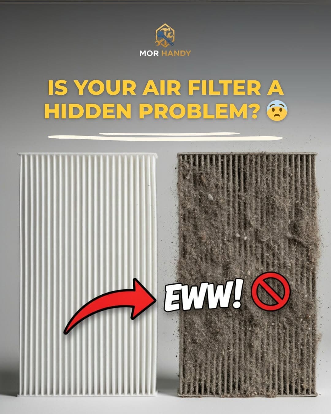 Dirty air filter compared with a clean air filter Dirty air filter compared with a clean air filter