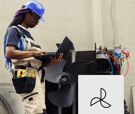 Checking the outdoor AC condenser Technician checking an outdoor HVAC condenser unit